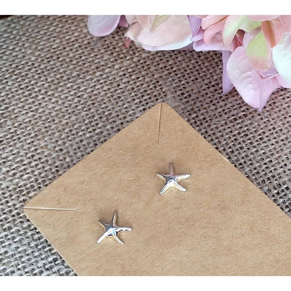 Mini Starfish Post Earrings Sterling Silver stamped .925 Stud Beach lover
